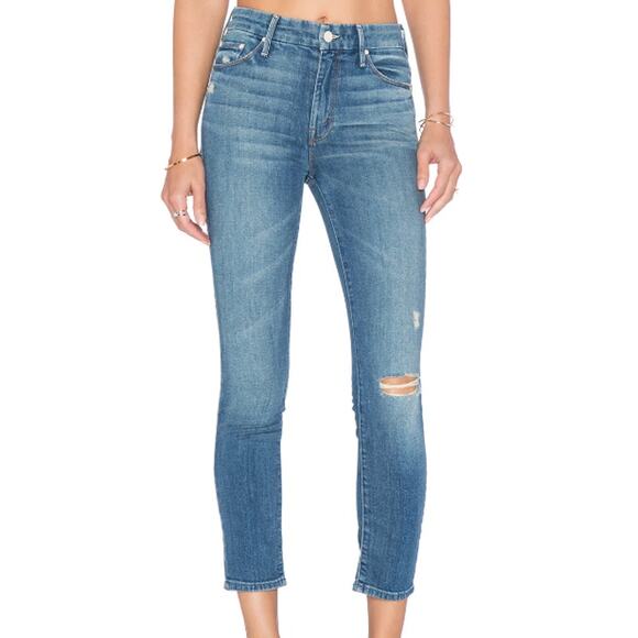 MOTHER Denim High Waisted Looker Crop Jeans in Skipping Stones Size 26 - Picture 1 of 15